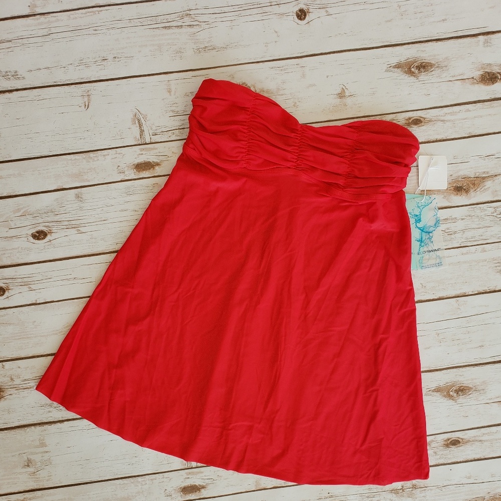 NWT- ECO SWIM Red Swimsuit Top Size Large